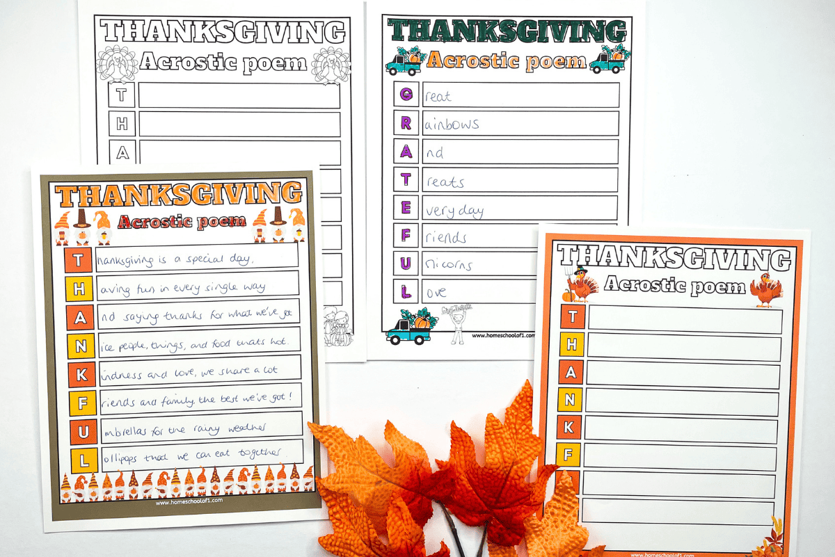 thanksgiving acrostic poem templates (4 free printables)